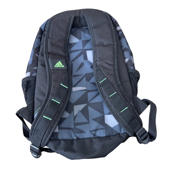 Adidas Black Geometric Pattern with Neon Green Accents Backpack - Picture 2 of 9